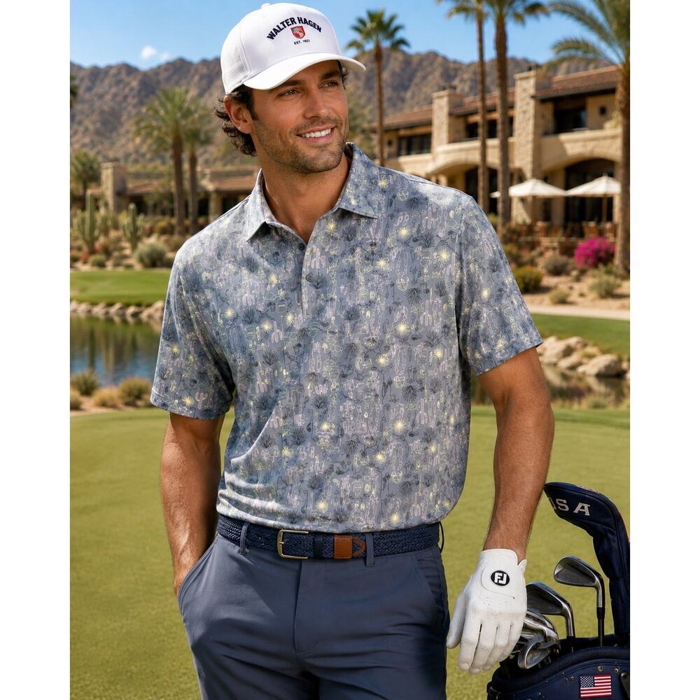 Walter Hagen “Dense Desert Convo” Performance Golf Polo | Men’s Small | NWT